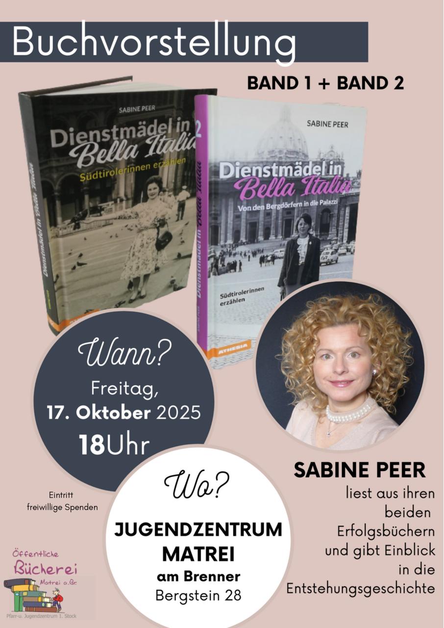 Plakat mit Fotos der Bücher und der Autorin